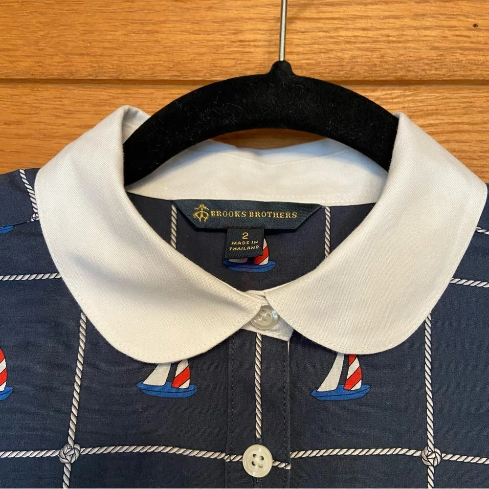 Brooks Brothers nautical sailboat button front shirtdress - Picture 5 of 7